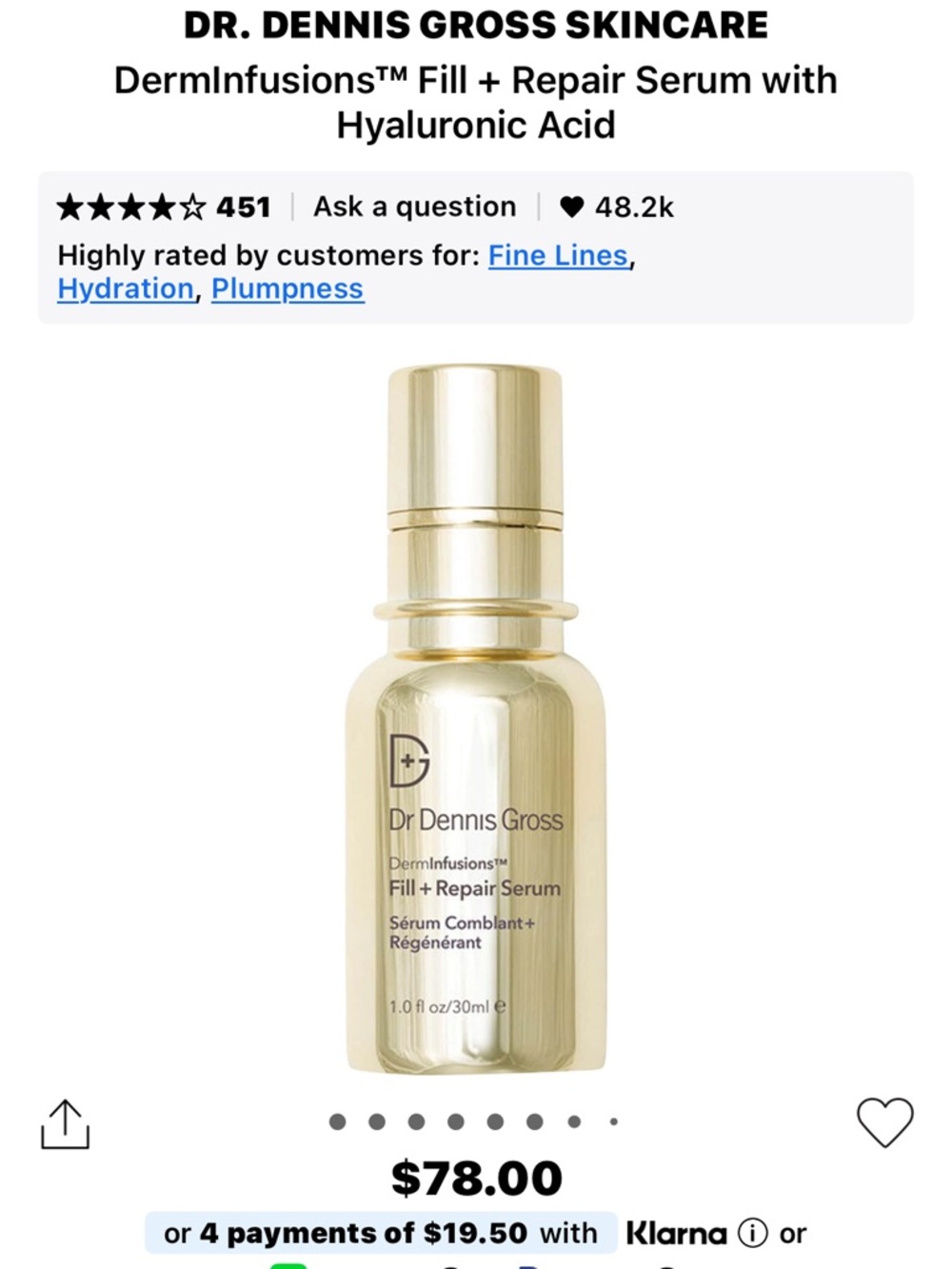 Dr. Dennis Gross Gold Hydrating Fill + Repair Serum